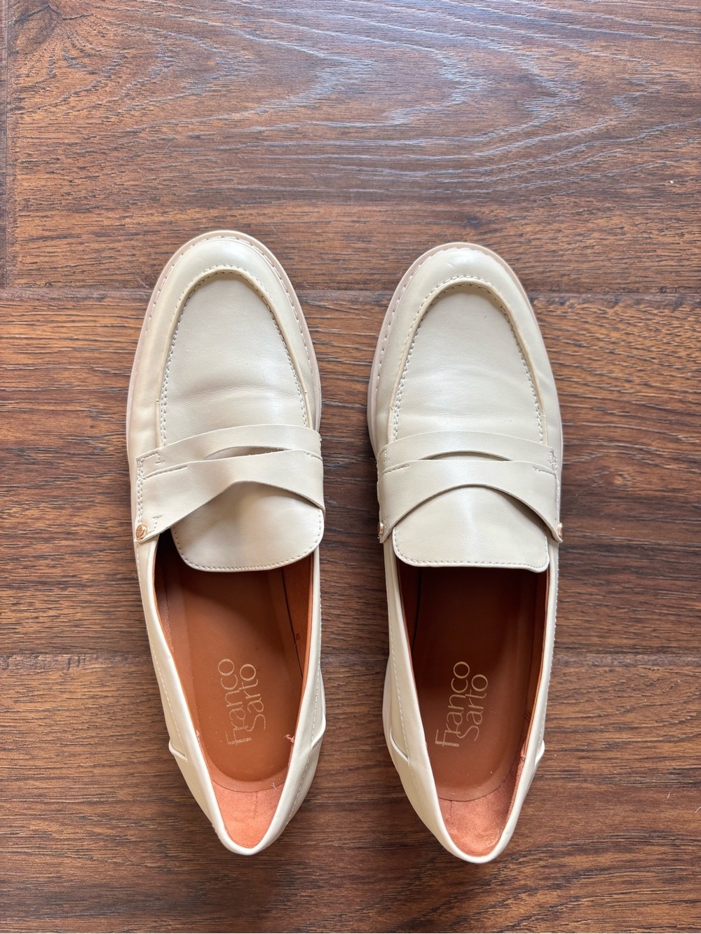 Franco Sarto Women’s Cream Leather Penny Loafers